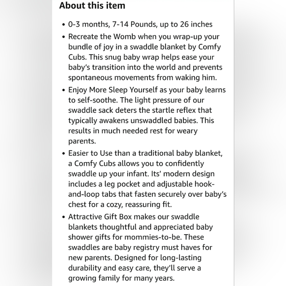 Comfy Cubs Swaddle Blanket Baby - Picture 2 of 6